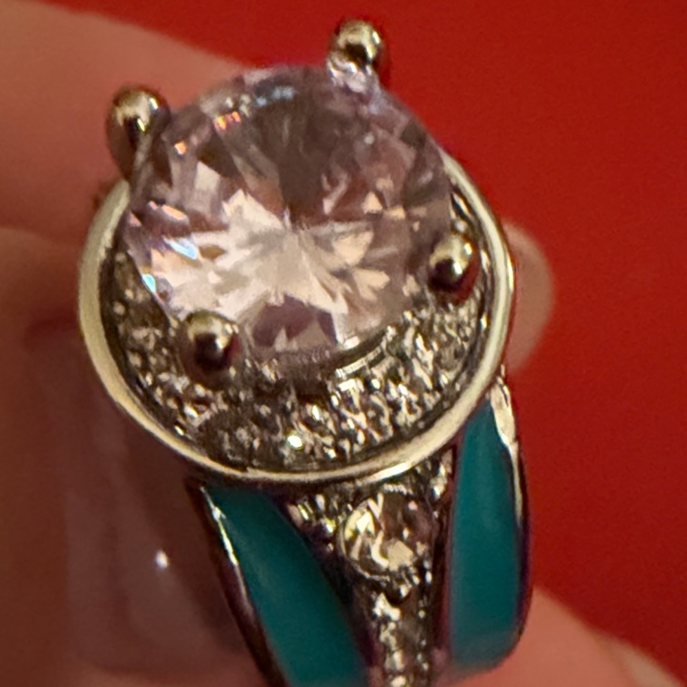 NWOT Stunning Silver and Turquoise Fashion Ring - Picture 7 of 7